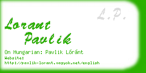 lorant pavlik business card