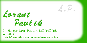 lorant pavlik business card